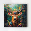 white frame deer in flowers wall art decor painting