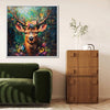 white frame deer in flowers wall art decor painting in the living room