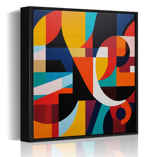 black frame abstract colorful geometric wall art canvas