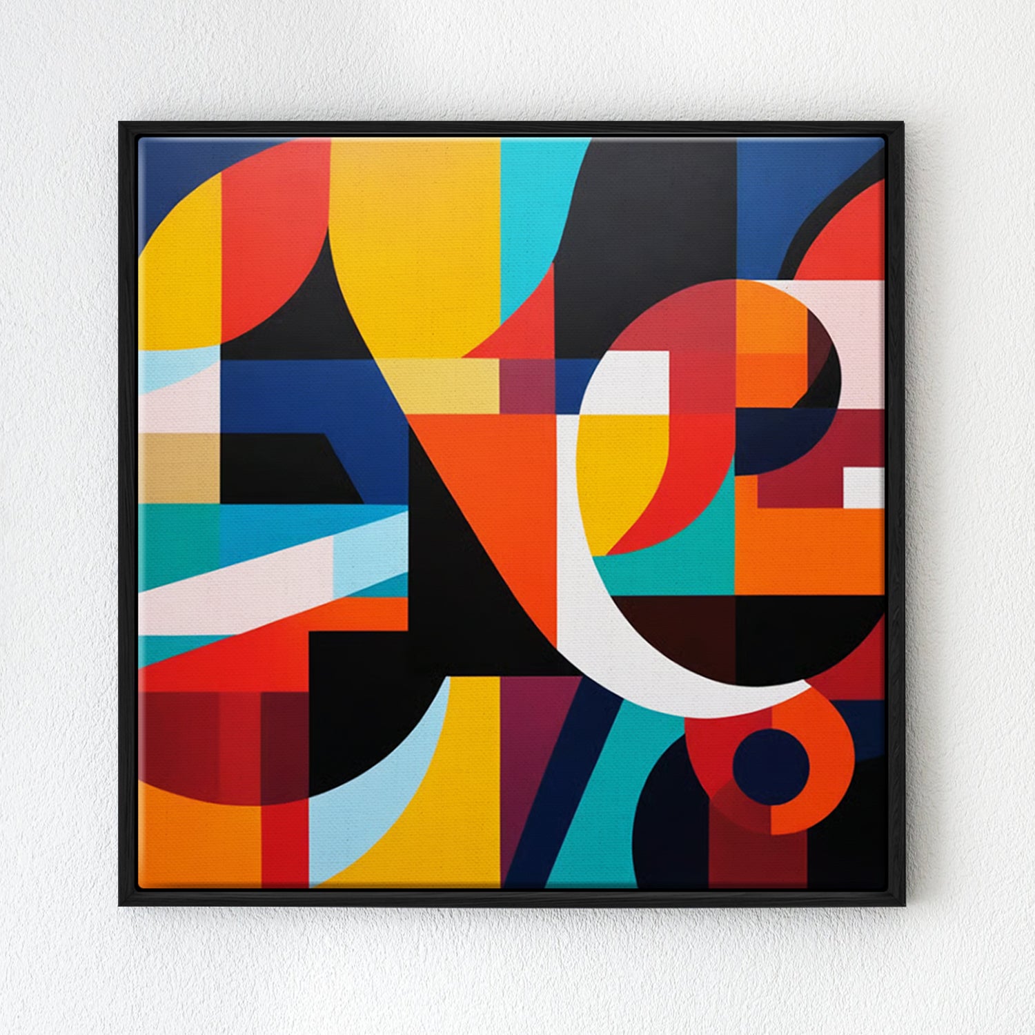 black frame abstract colorful geometric wall art decor