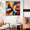 coffee frame abstract colorful geometric wall art canvas in the living room
