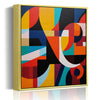 gold frame abstract colorful geometric wall art canvas