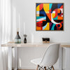 light oak color frame abstract colorful geometric wall art canvas for office