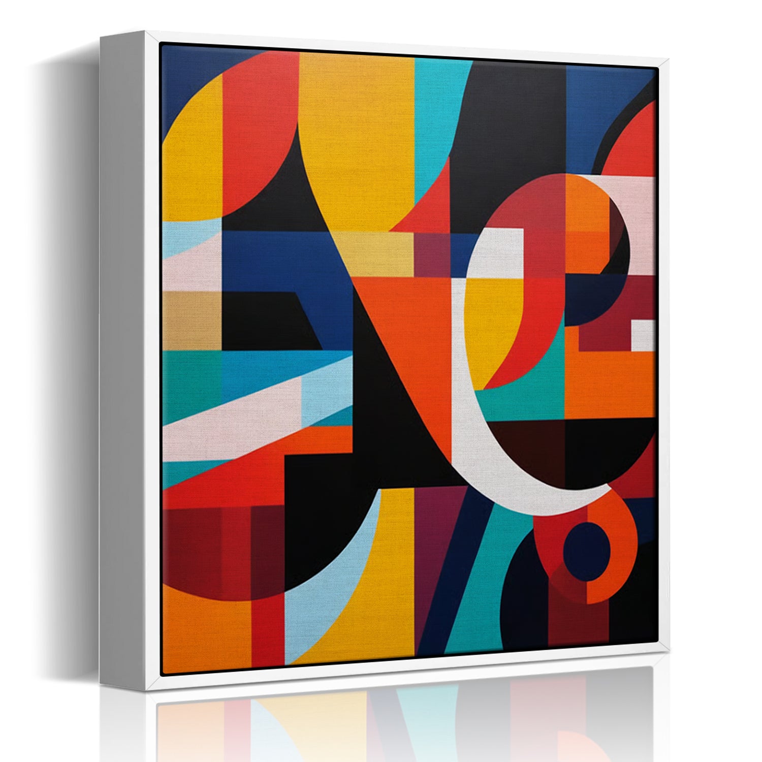 white frame abstract colorful geometric wall art canvas