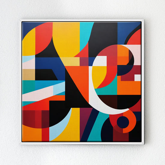 white frame abstract colorful geometric wall art painting