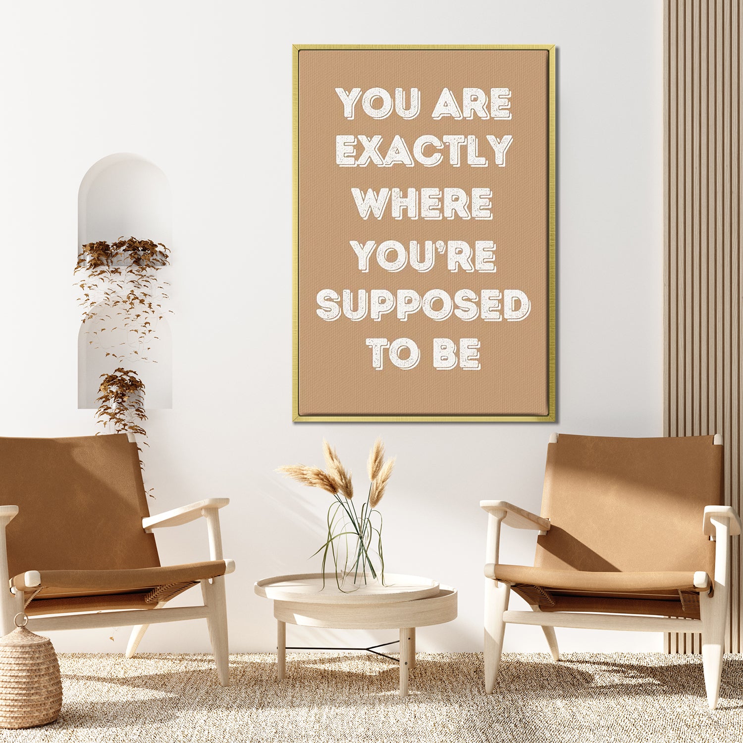 gold frame motivational poster canvas print in the living room