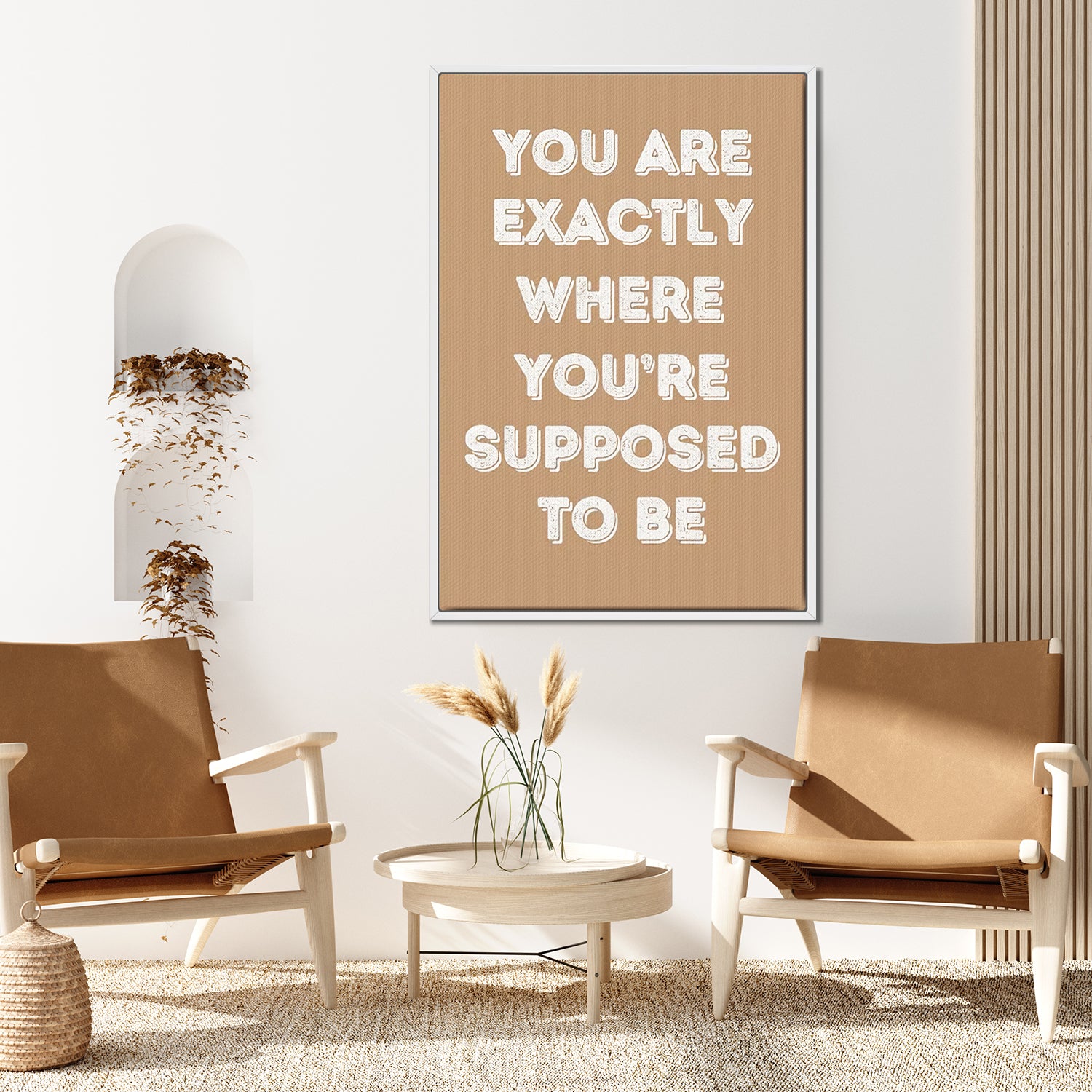 white frame motivational poster canvas print hanging on the wall