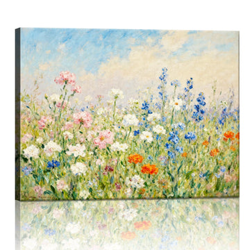 wall art painting depicts a gorgeous sea of flowers