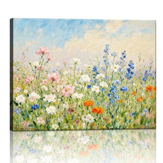 wall art painting depicts a gorgeous sea of flowers
