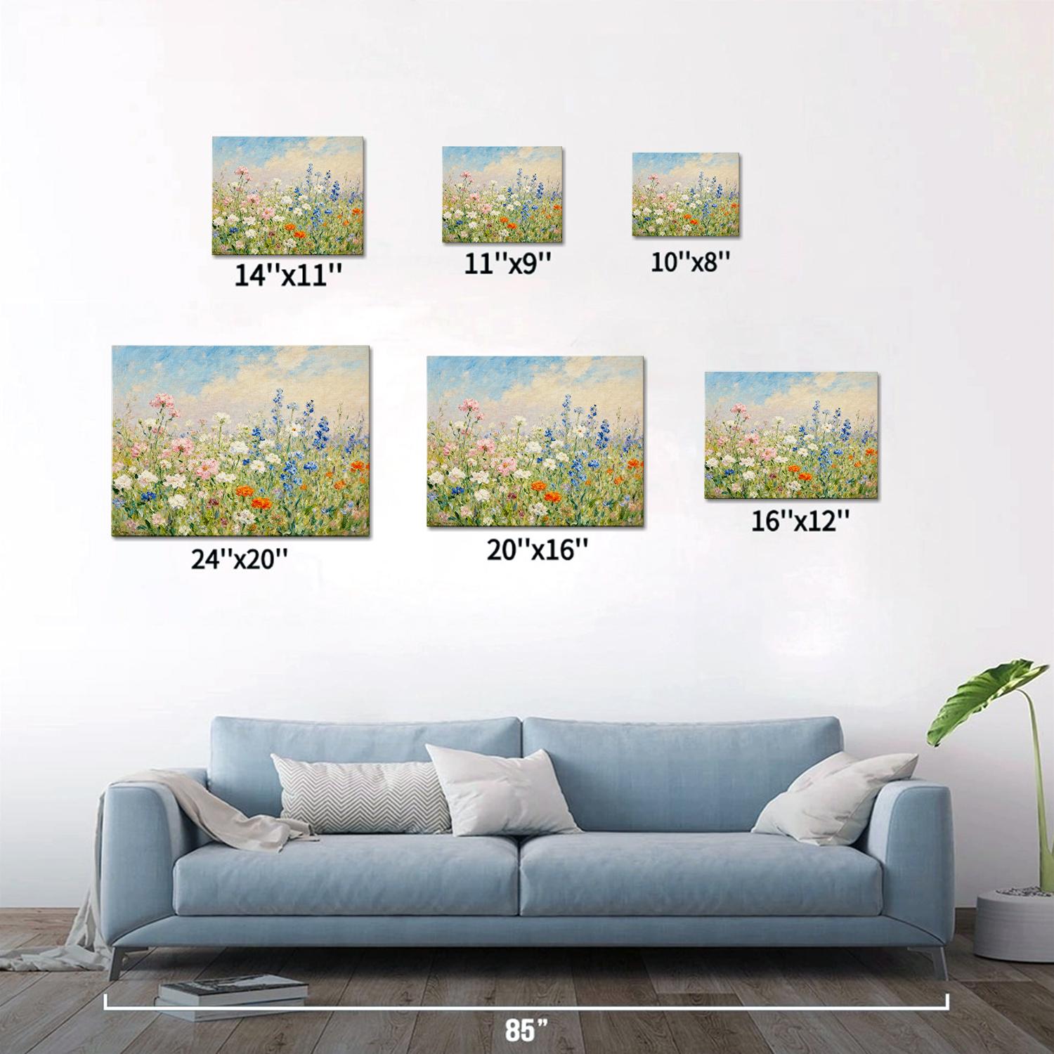 different size wall art canvas painting depicts a gorgeous sea of flowers