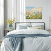 wall art canvas painting in the bedroom depicts a gorgeous sea of flowers