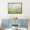 black frame wall art canvas painting depicts a gorgeous sea of flowers