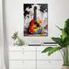 wall art canvas abstract colored guitar above the table