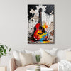 wall art canvas colorful guitar art painting hangs on the wall of room