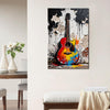 wall art canvas colorful guitar art painting hangs on the wall of room