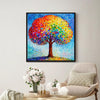 black frame wall art painting shows a colorful rainbow tree