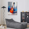 wall art canvas painting showing a colorful electric guitar