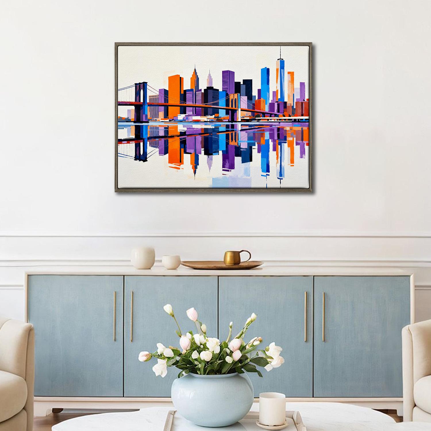 coffee frame wall art canvas painting depicts city skylines