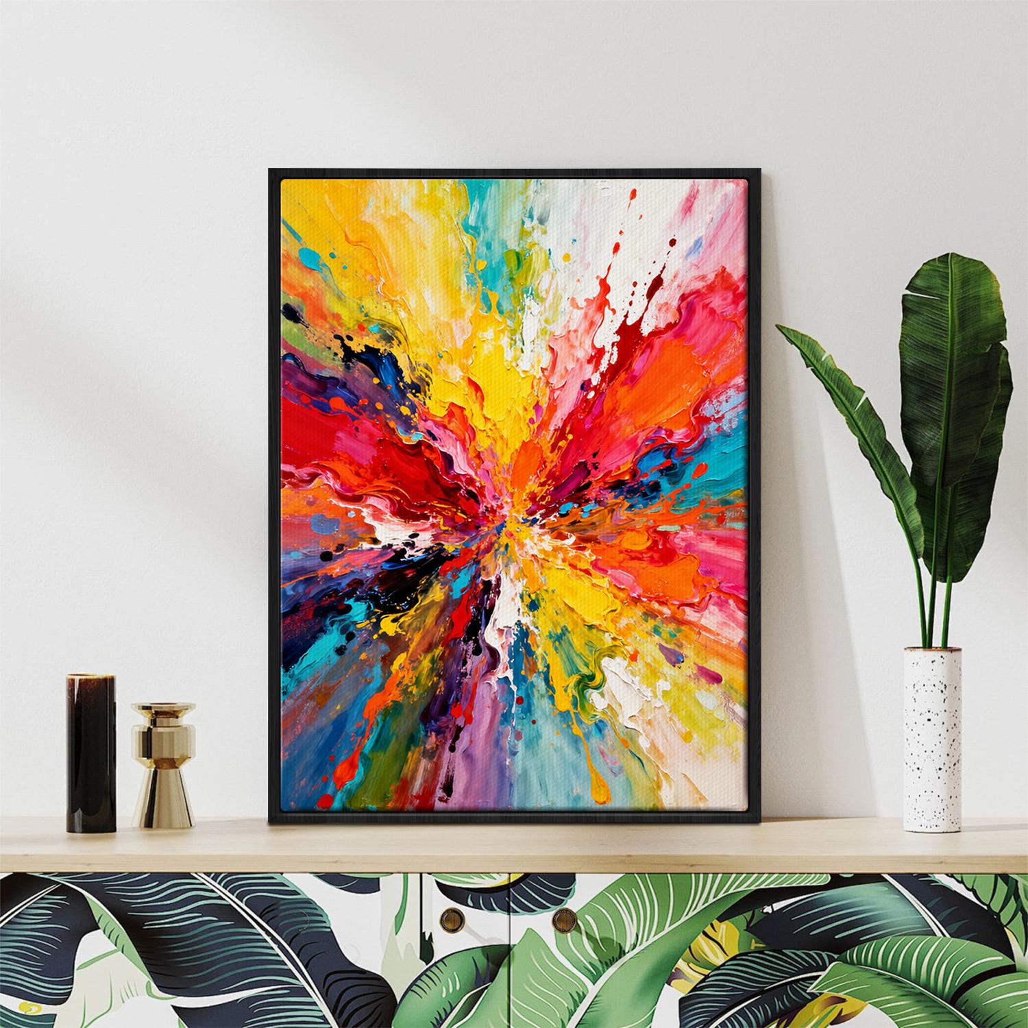 black frame abstract wall art canvas on the table
