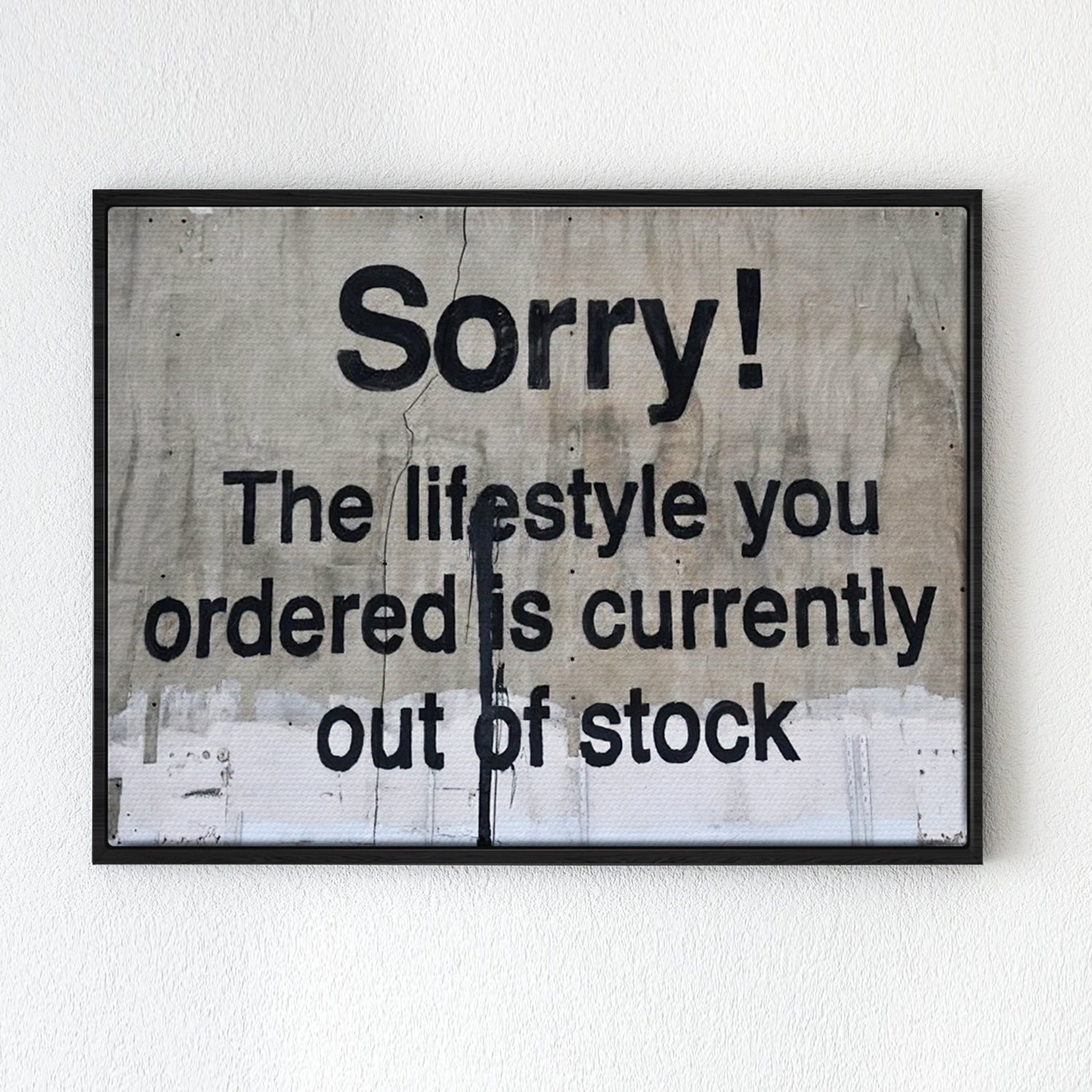 black frame banksys statement canvas print