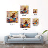 different size wall art canvas in the children room depicts a brown bear taking a bath in a colorful bathtub