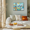 coffee frame wall art canvas showing two bluebirds perched on a branch