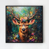 black frame deer in flowers wall art decor painting