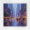 wall art canvas city streets on rainy night