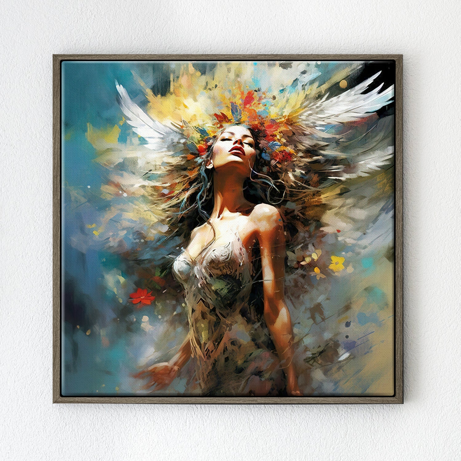coffee frame flower goddess wall art canvas