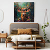 deer in flowers wall art decor painting above the bed
