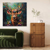 deer in flowers wall art decor painting in the living room
