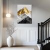 wall art canvas shows a snowy mountain with its summit covered in gold