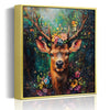 gold frame deer in flowers wall art decor painting