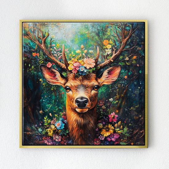 gold frame deer wall art decor painting