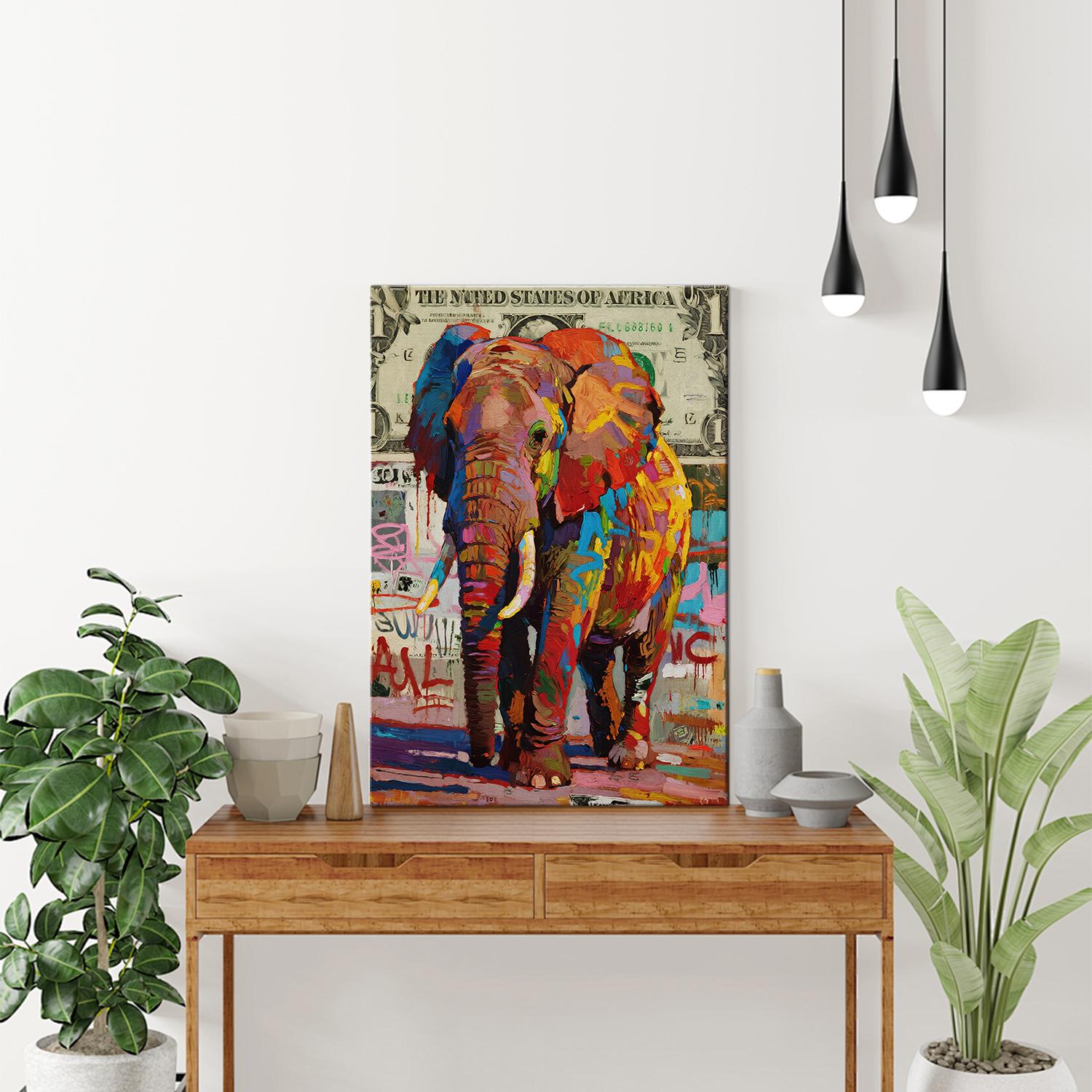 wall art canvas graffiti art elephant on the table