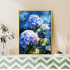 gold frame hydrangea wall art canvas on the table