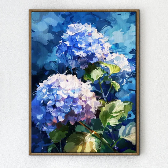 light oak frame hydrangea wall art canvas