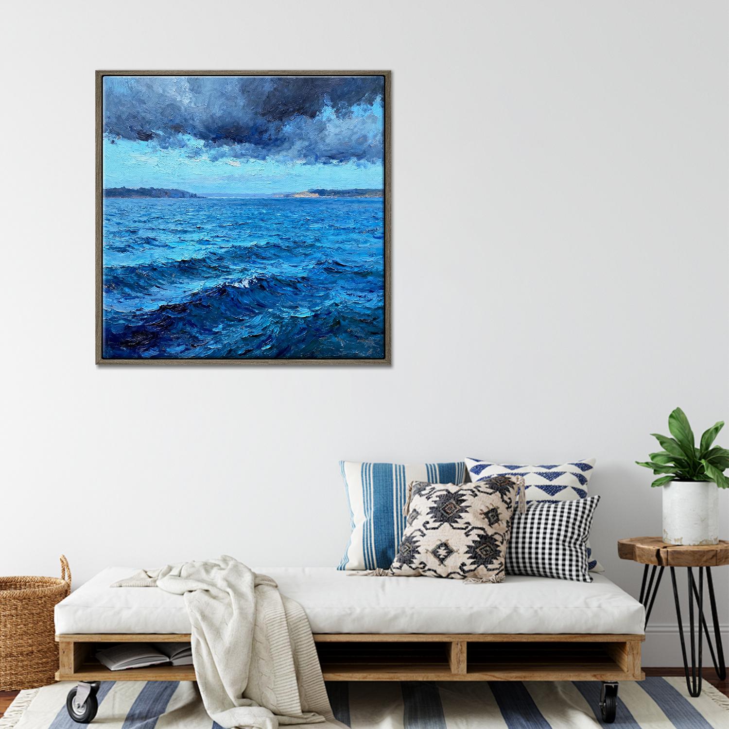 coffee frame wall art canvas painting depicts rough sea scene