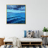 gold frame wall art canvas painting depicts rough sea scene