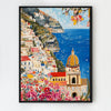 black frame seaside town scenery wall art painting