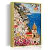 gold frame seaside town scenery wall art painting