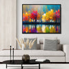 1 piece black frame abstract trees and reflection wall art print in the living room