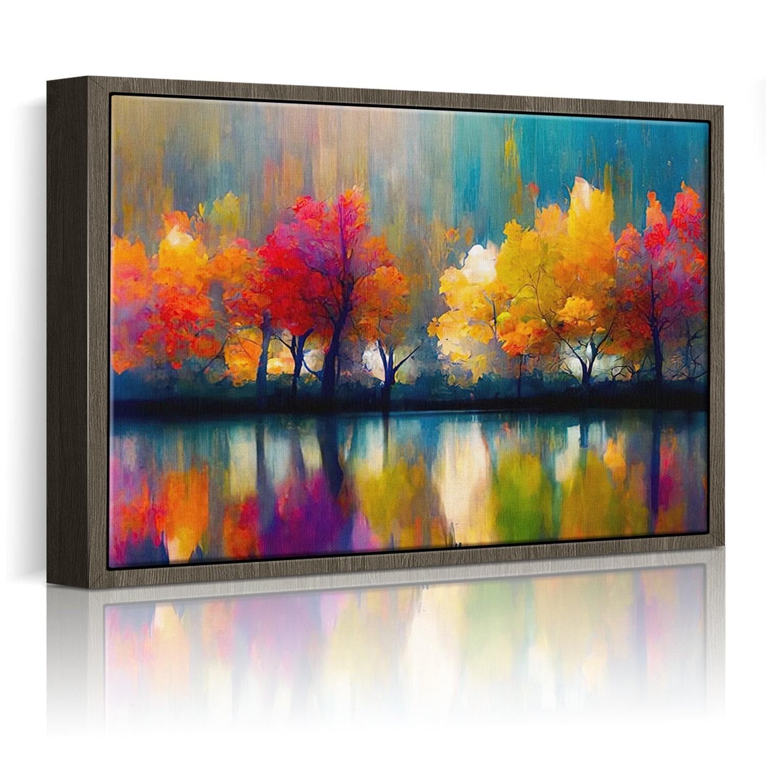 coffee frame abstract trees and reflection wall art canvas
