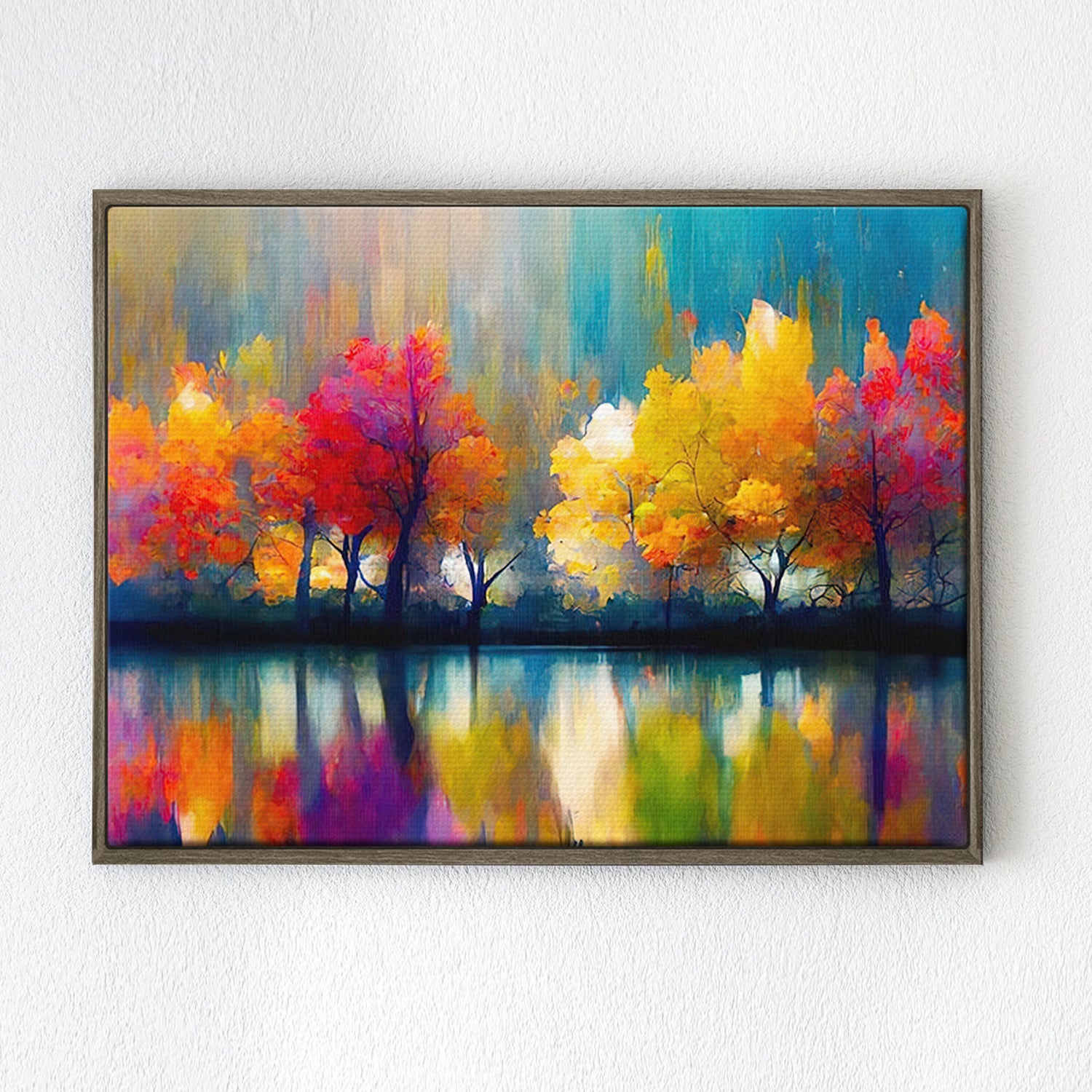 coffee frame abstract trees and reflection wall art canvas