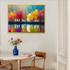 1 piece gold frame abstract trees and reflection wall art canvas in the dining room