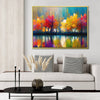 1 piece gold frame abstract trees and reflection wall art canvas above the sofa
