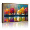 light oak color frame abstract trees and reflection wall art canvas