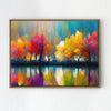 light oak color frame abstract trees and reflection wall art canvas
