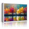 white frame abstract trees and reflection wall art print