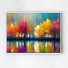 white frame abstract trees and reflection wall art canvas